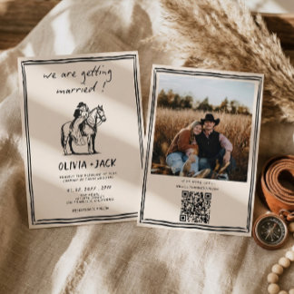 Getting Married western Photo QR Code Wedding 招待状