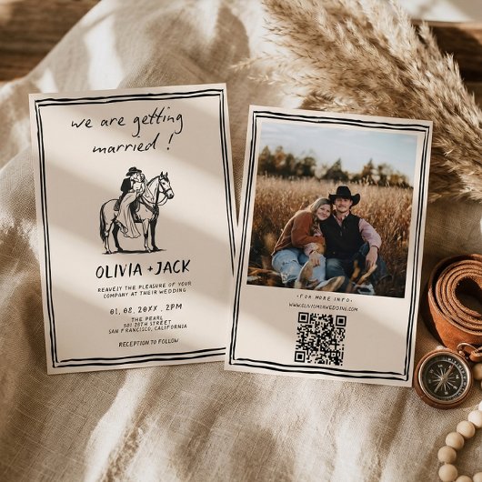 Getting Married western Photo QR Code Wedding 招待状