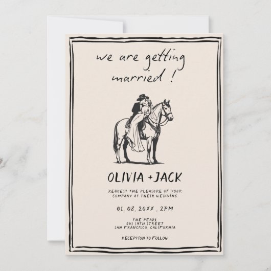 Getting Married western Photo QR Code Wedding 招待状 (正面)