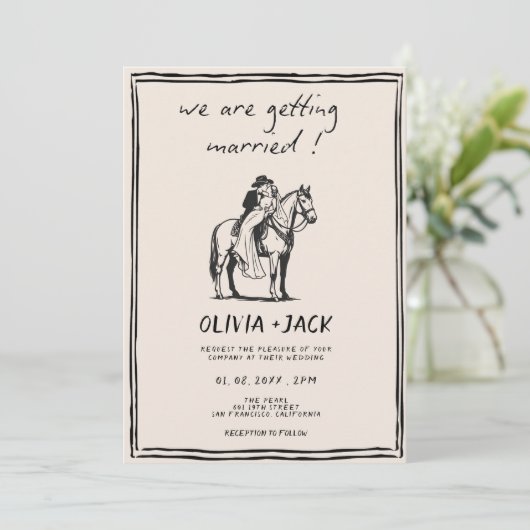 Getting Married western Photo QR Code Wedding 招待状 (スタンド正面)