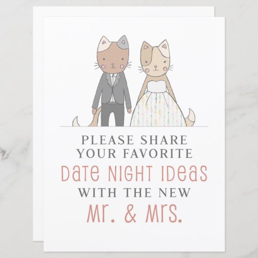 Getting Meowiedブライダルシャワー日付ナイトアイディア (正面/裏面)