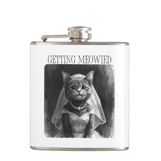 Getting Meowied – Funny Bachelorette Design  フラスク (正面)