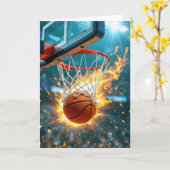 Getting Old誕生日燃やすバスケットボール カード (黄色い花)