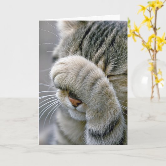 Getting Old Birthday Humor Tabby Cat  カード (黄色い花)