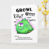 Getting Older Grumpy Dino誕生日カード カード (黄色い花)