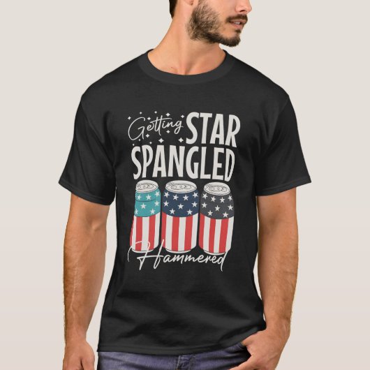 Getting Star Spangedハンマー付きビール7月4日 Tシャツ (正面)