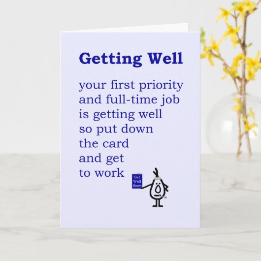 Getting Well -おもしろい A Get Wellの詩 カード (黄色い花)