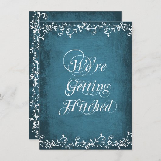 Getttingは素朴で青い結婚式招待状を繋ぎました 招待状 (正面/裏面)