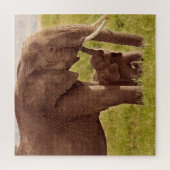 Gettyのイメージ|の象及びベビー ジグソーパズル (縦)