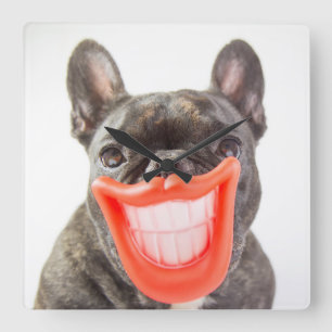Gettyのイメージ Aの微笑犬 スクエア壁時計