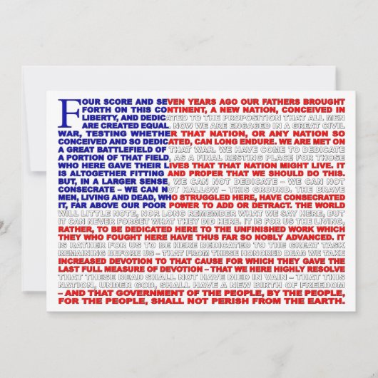 Gettysburgの住所招待 招待状 (正面)