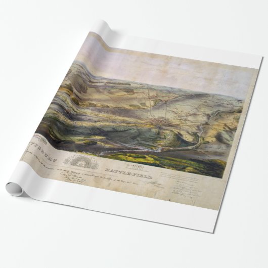 Gettysburgの戦場(1863年)のヴィンテージの地図 ラッピングペーパー (アンロールド)