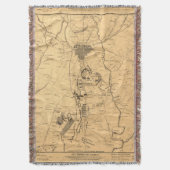 Gettysburgの戦場(1863年) 2のヴィンテージの地図 スローブランケット (正面縦)