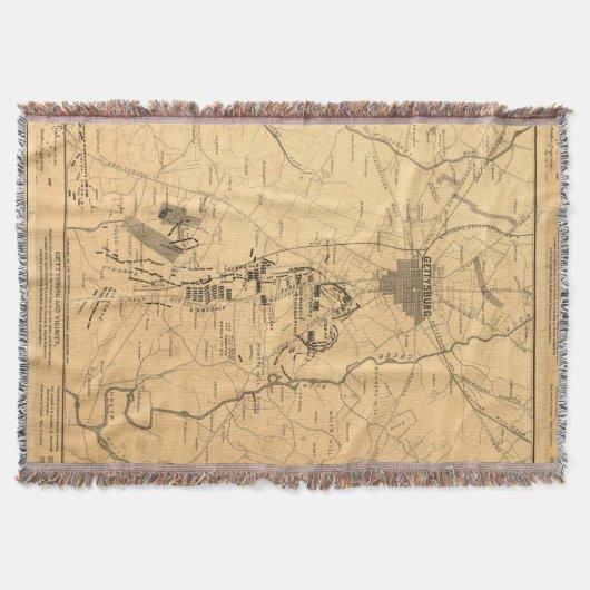 Gettysburgの戦場(1863年) 2のヴィンテージの地図 スローブランケット (正面)