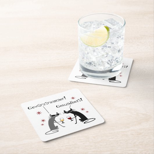 Gewurztraminer Gesund～ホワイトワイン引用文スクエア スクエアペーパーコースター (インサイチュ)