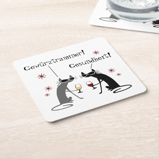 Gewurztraminer Gesund～ホワイトワイン引用文スクエア スクエアペーパーコースター (アングル)