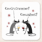 Gewurztraminer Gesund～ホワイトワイン引用文スクエア スクエアペーパーコースター (正面)