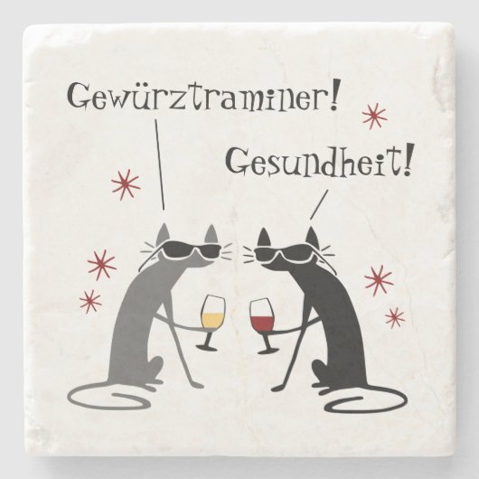 Gewurztraminer Gesund～ホワイトワイン引用文 ストーンコースター (正面)