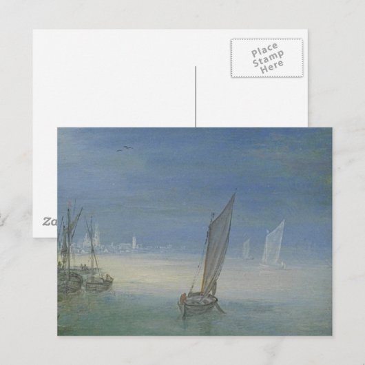 Gezicht op een dorp aen rivier ポストカード (正面/裏面)