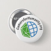 GfHボタン、ウェブサイトが付いている白い円形、 缶バッジ (正面&裏面)