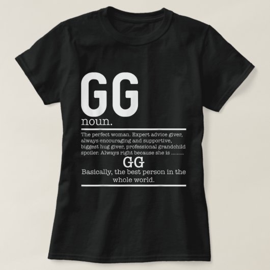 GG定義おもしろいおばあちゃんの母の日のギフト Tシャツ (デザイン正面)