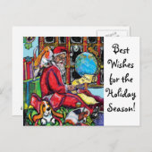 GGBRの休日の郵便はがき-サンタ及びバセット犬 シーズンポストカード (正面/裏面)