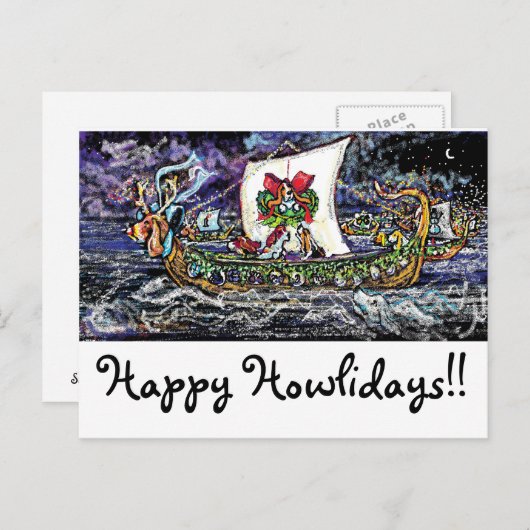 GGBRの休日の郵便はがき-バイキングのバセット犬 シーズンポストカード (正面/裏面)