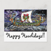 GGBRの休日の郵便はがき-バイキングのバセット犬 シーズンポストカード (正面)