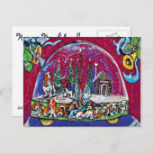 GGBRの休日の郵便はがき- SnowGlobeのバセット犬 シーズンポストカード (正面/裏面)