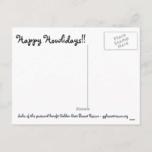 GGBRの休日の郵便はがき- SnowGlobeのバセット犬 シーズンポストカード (裏面)