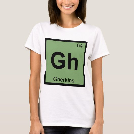 Gh - Gherkins化学周期表の記号 Tシャツ (正面)