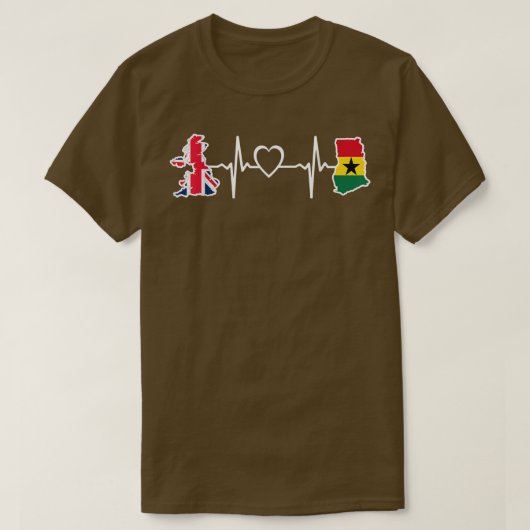 Ghana British Flag - Ghanaian British UK Heartbeat Tシャツ (デザイン正面)