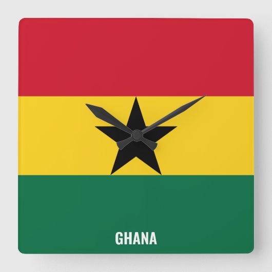 Ghana Flag Dazzling Patriotic スクエア壁時計 (正面)