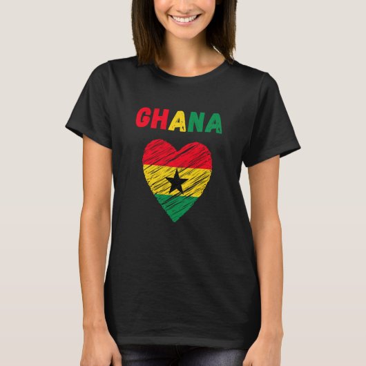 Ghana Flag Holiday Ghana Heart Ghanaian Flag Tシャツ (正面)