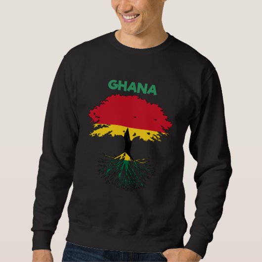 Ghana Ghanaian Heart Love Proud Melanin Flag Tree スウェットシャツ (正面)