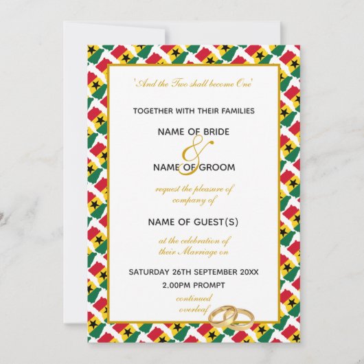 GHANA MAP エレガント with Script Guana's 結婚 招待状 (正面)