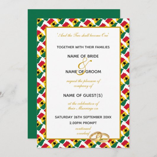 GHANA MAP エレガント with Script Guana's 結婚 招待状 (正面/裏面)