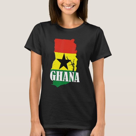 Ghana Map Ghanaian Flag Pride Tシャツ (正面)