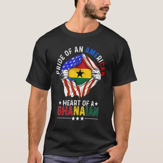 Ghanaian American America Pride Foreign Country Gh Tシャツ (正面)