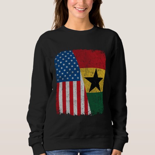 Ghanaian American Flag Half USA Ghana Root Proud スウェットシャツ (正面)
