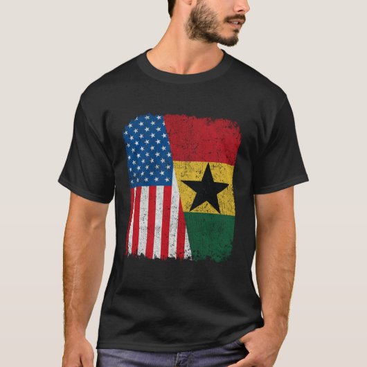 Ghanaian American Flag Half USA Ghana Root Proud Tシャツ (正面)