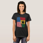 Ghanaian American Flag Half USA Ghana Root Proud Tシャツ (正面フル)