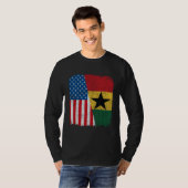 Ghanaian American Flag Half USA Ghana Root Proud Tシャツ (正面フル)