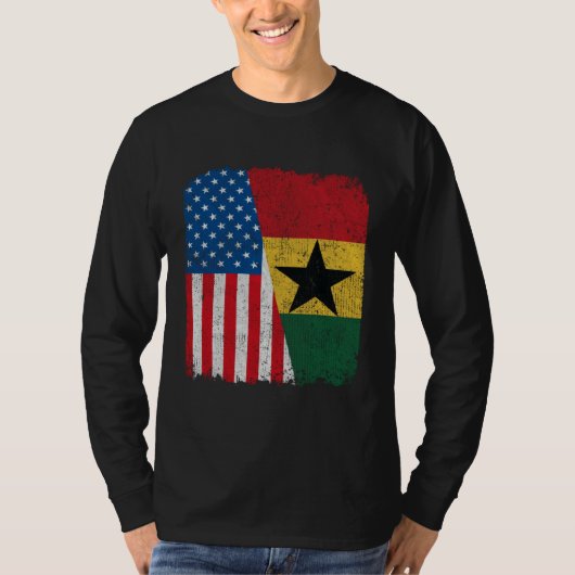 Ghanaian American Flag Half USA Ghana Root Proud Tシャツ (正面)