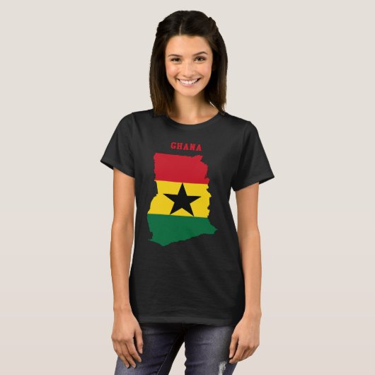 Ghanaian Flag inside Map of Ghana Tシャツ (正面フル)