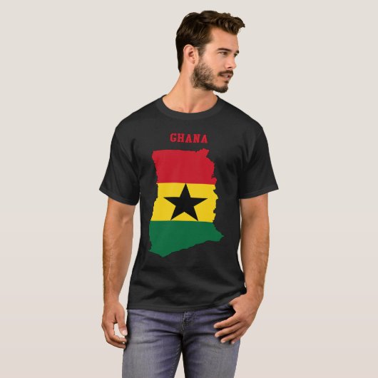 Ghanaian Flag inside Map of Ghana Tシャツ (正面フル)