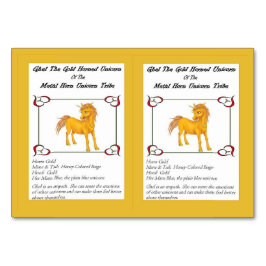 Ghel金ゴールド角状のユニコーンのトレーディングカード テーブルナンバー