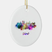 Ghent skyline in watercolor セラミックオーナメント (右)