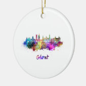 Ghent skyline in watercolor セラミックオーナメント (左)