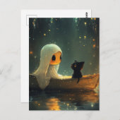 Ghost and a Cat in a Boat ポストカード (正面/裏面)